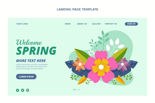 Free vector hand drawn spring landing page template