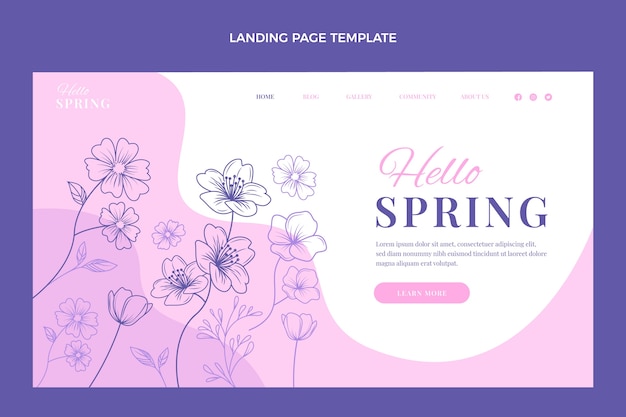 手描きの春のランディングページテンプレート