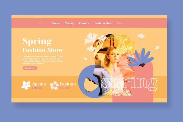 Free vector hand drawn spring landing page template