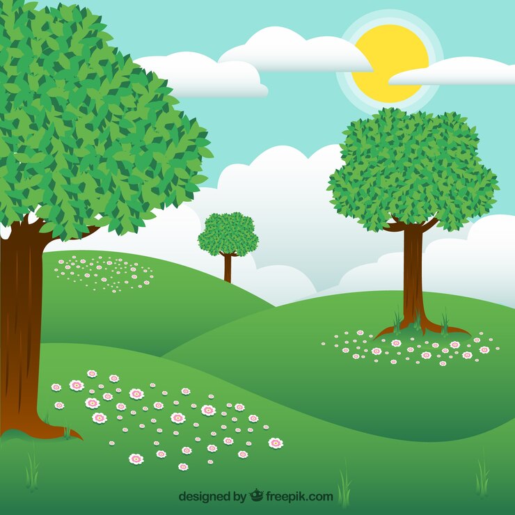 Free Vector hand drawn spring landscape