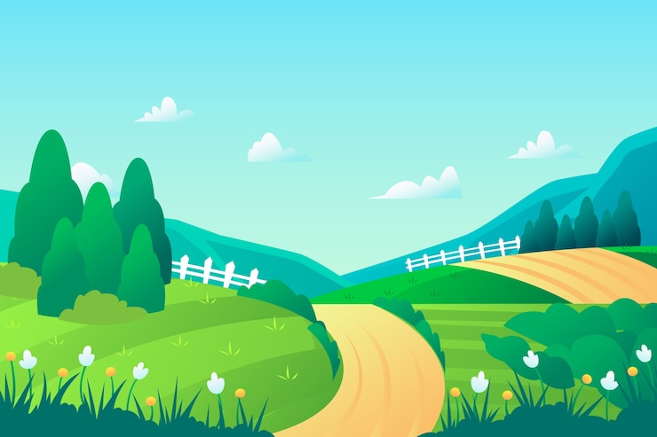 無料Vector 手描きの春の風景