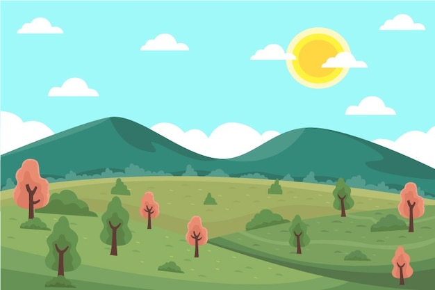 Free vector hand-drawn spring landscape