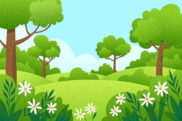 Бесплатное векторное изображение Ручной обращается весенний пейзаж