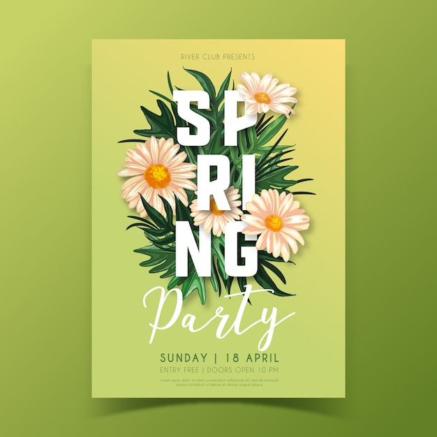 Free vector hand drawn spring party flyer template