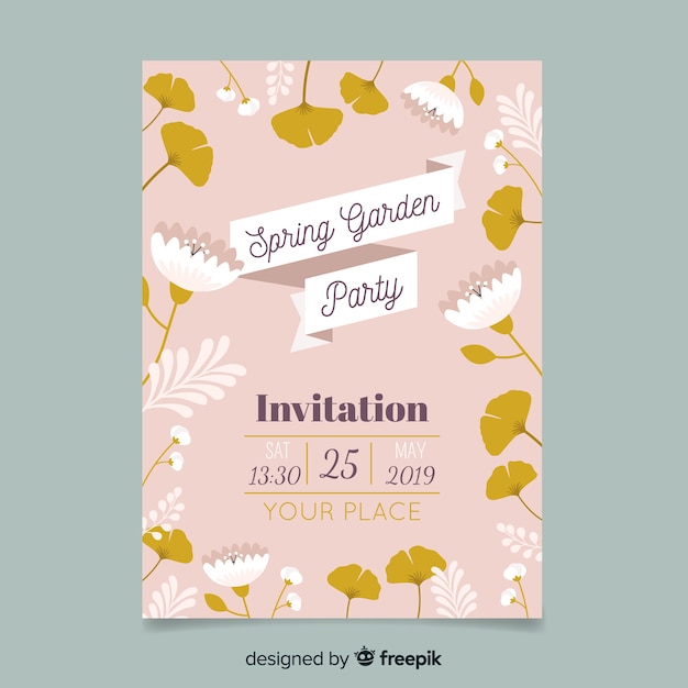 Free vector hand drawn spring party poster template