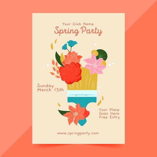 Hand drawn spring party poster template