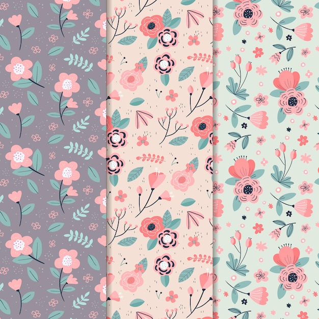 Hand-drawn spring pattern collection concept