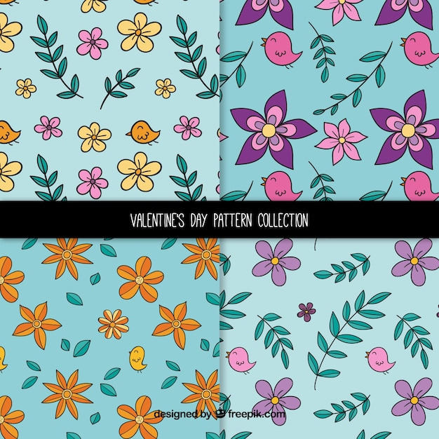 Free vector hand drawn spring pattern collection