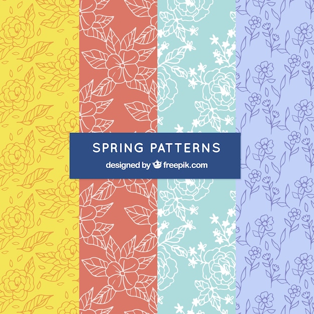 Hand drawn spring pattern collection