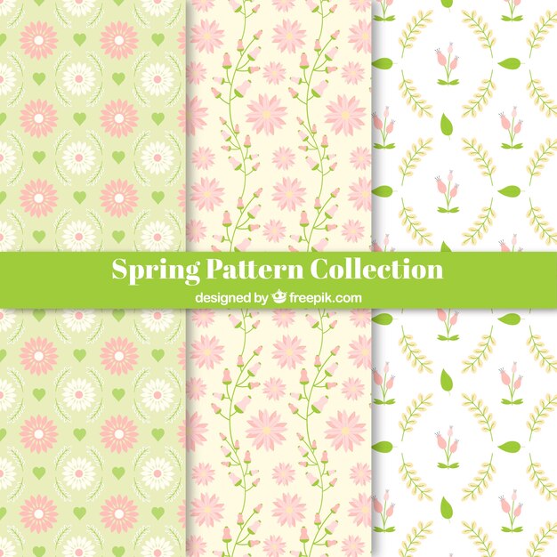 Free Vector hand drawn spring pattern collection