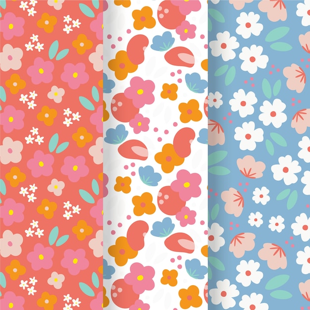 Free vector hand drawn spring pattern collection