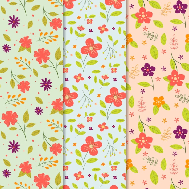 Free vector hand-drawn spring pattern collection