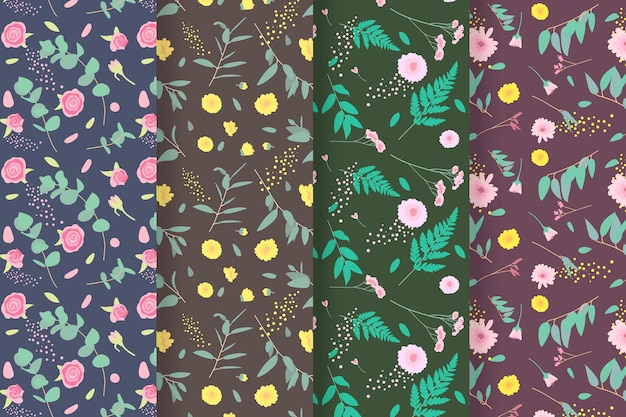 Free vector hand drawn spring pattern collection