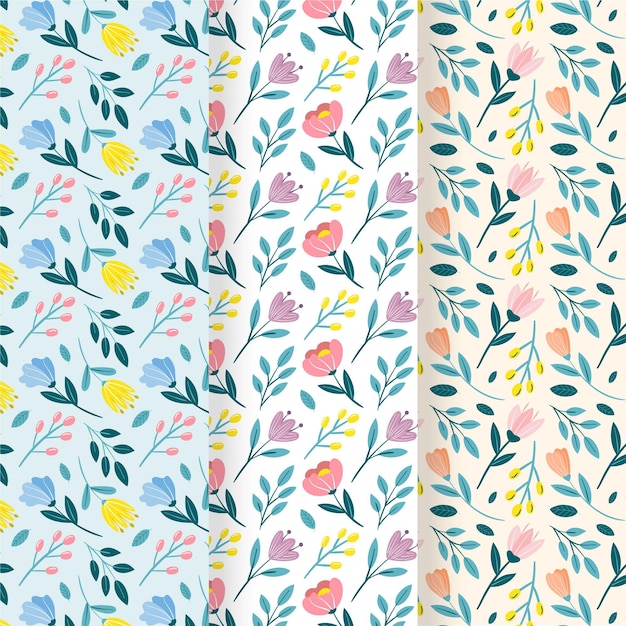 Free vector hand drawn spring pattern collection