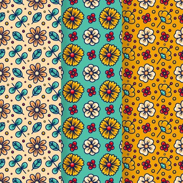 Hand drawn spring pattern collection