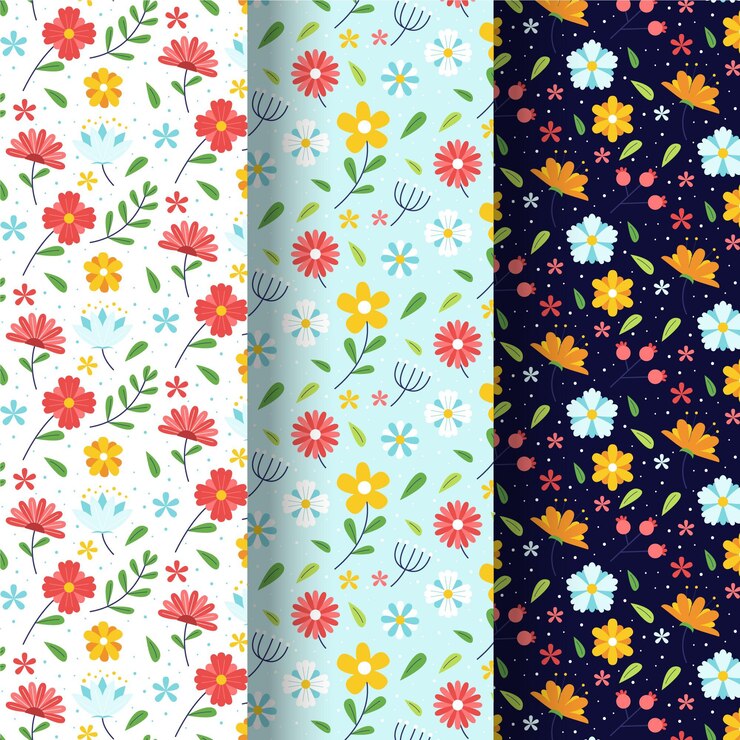 Free Vector hand drawn spring pattern collection