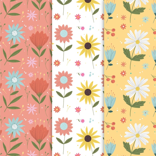 Hand drawn spring pattern collection