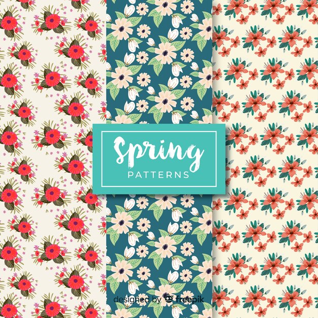 Hand drawn spring pattern set