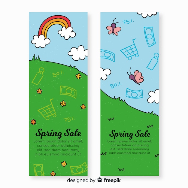 Hand drawn spring sale banners