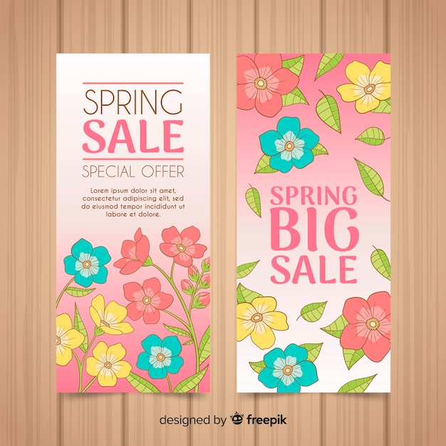 Hand drawn spring sale banners