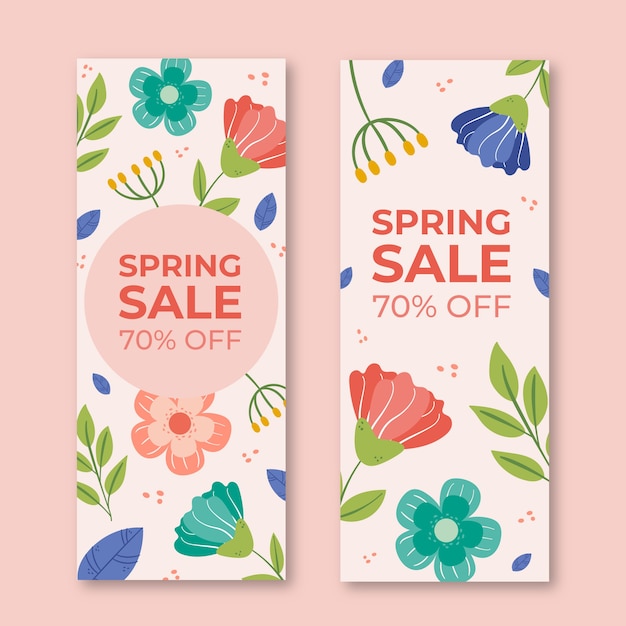 Hand drawn spring sale banners