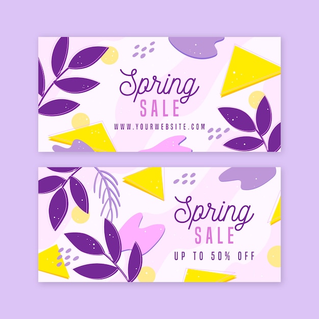 Hand drawn spring sale banners