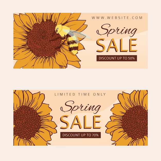 Free vector hand drawn spring sale banners