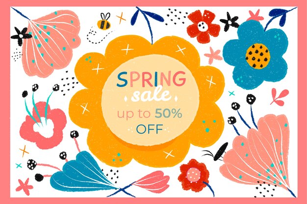 Free Vector hand drawn spring sale discount