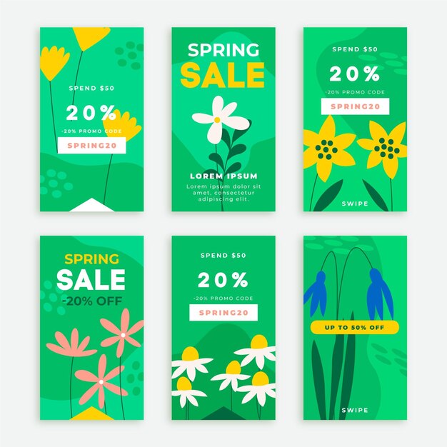 Free vector hand drawn spring sale instagram stories