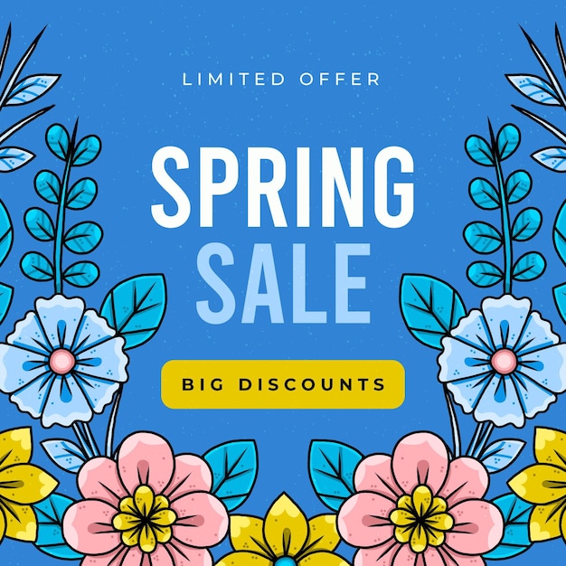 Free vector hand drawn spring sale promo