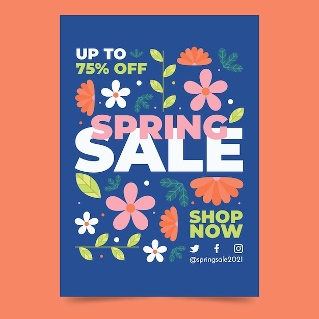 Hand drawn spring sale vertical flyer template