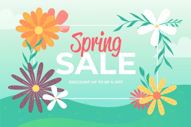 Free vector hand drawn spring sale with discount