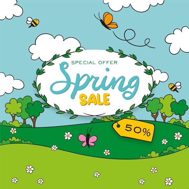 Hand drawn spring sale