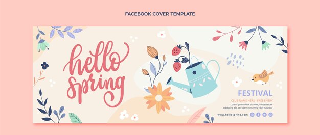 Hand drawn spring social media cover template