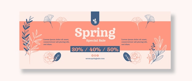 Free vector hand drawn spring social media cover template