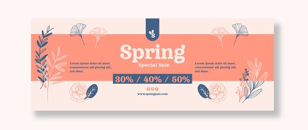 Hand drawn spring social media cover template