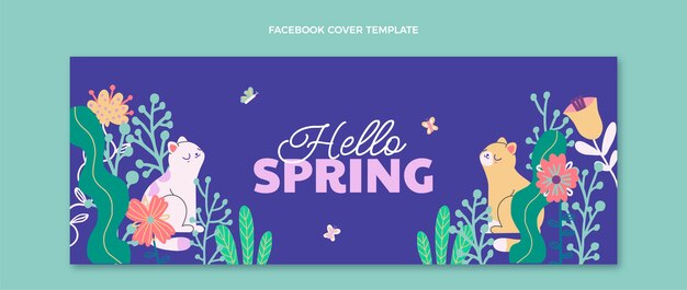 Free vector hand drawn spring social media cover template