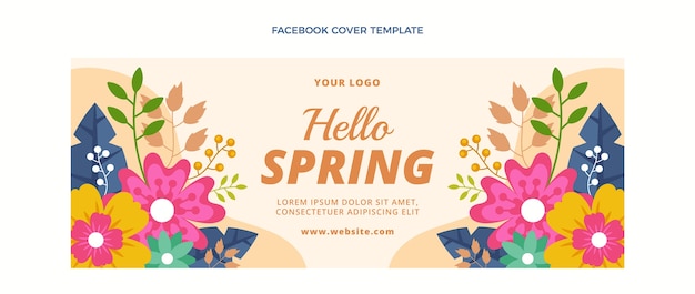 Free vector hand drawn spring social media cover template