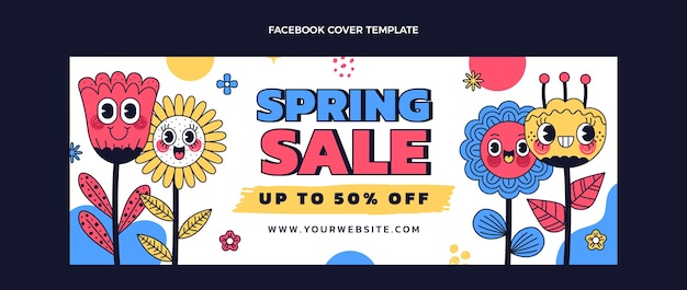 Free vector hand drawn spring social media cover template