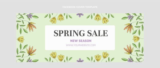 Free vector hand drawn spring social media cover template