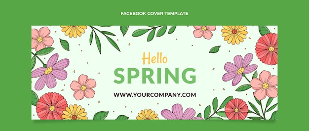 Free vector hand drawn spring social media cover template