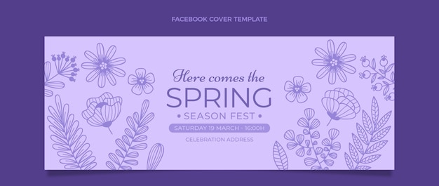 Hand drawn spring social media cover template