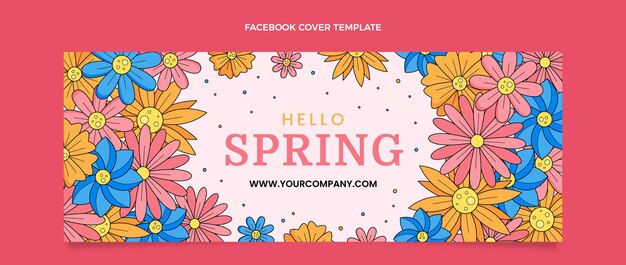 Hand drawn spring social media cover template