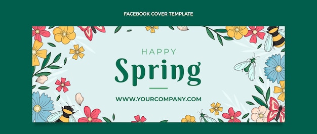 Free vector hand drawn spring social media cover template