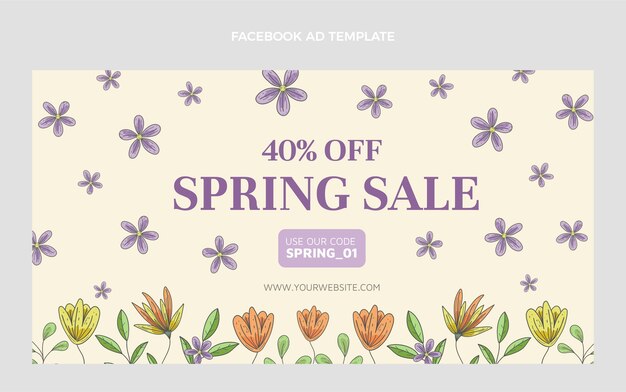 Free Vector hand drawn spring social media promo template