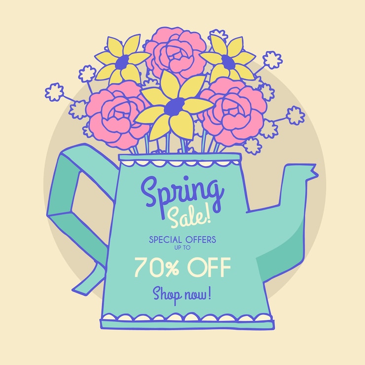 Free Vector hand drawn spring special offer