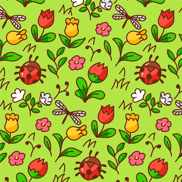 Free vector hand drawn spring time pattern design