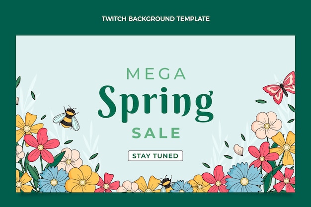 Free vector hand drawn spring twitch background