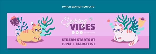 Free vector hand drawn spring twitch banner