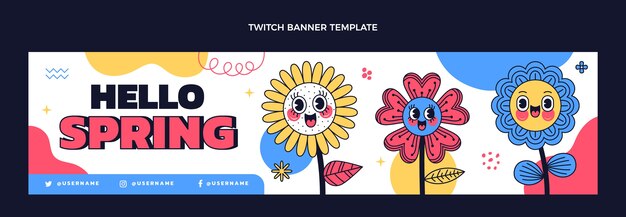 Hand drawn spring twitch banner